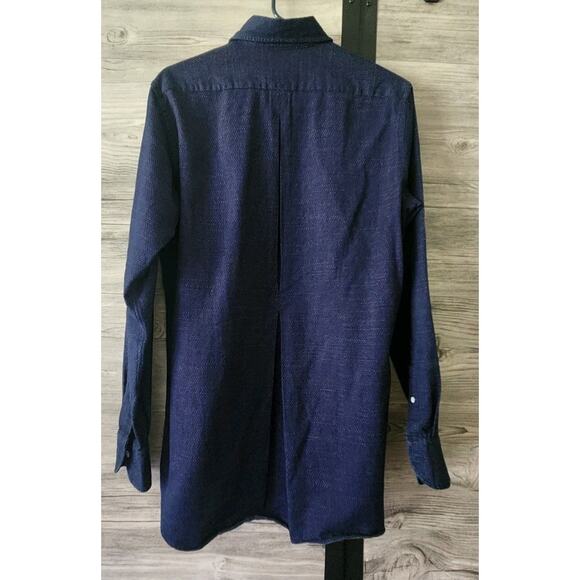 #1 MENSWEAR Drakes Made in England Washed Faded Indigo Wool Ctn Shirt 15.5 - Picture 5 of 5